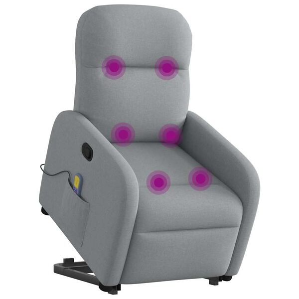 vidaXL Fauteuil de massage inclinable Gris clair Tissu