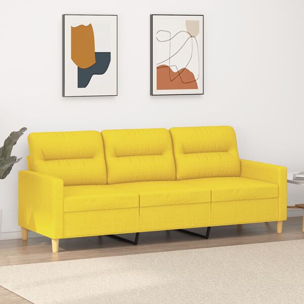 vidaXL Canap&eacute; &agrave; 3 places Jaune clair 180 cm Tissu