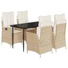 vidaXL Ensemble &agrave; manger de jardin avec coussins 5pcs Beige poly rotin