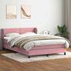 vidaXL Sommier &agrave; lattes de lit avec matelas rose 160x220 cm velours