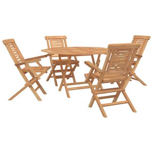 vidaXL Ensemble de jardin 5 pc Marron Bois de teck massif