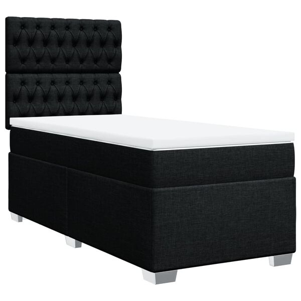 vidaXL Sommier &agrave; lattes de lit avec matelas Noir 90x200 cm Tissu