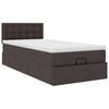 vidaXL Lit ottoman avec matelas et LED marron fonc&eacute; 90x200 cm tissu