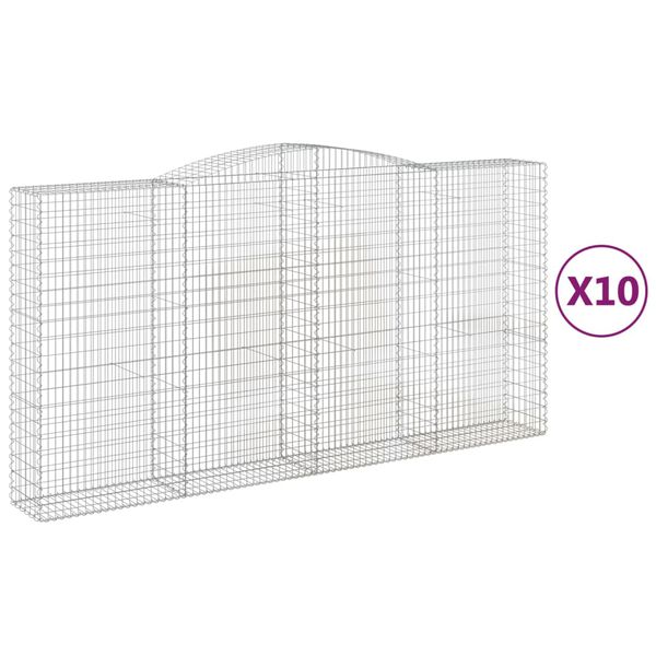 vidaXL Paniers à gabions arqués 10 pcs 400x50x200/220 cm Fer galvanisé