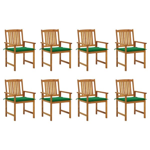 vidaXL Chaises de jardin avec coussins lot de 8 Bois d'acacia solide