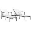 vidaXL Chaises longues lot de 2 avec table r&eacute;sine tress&eacute;e noir