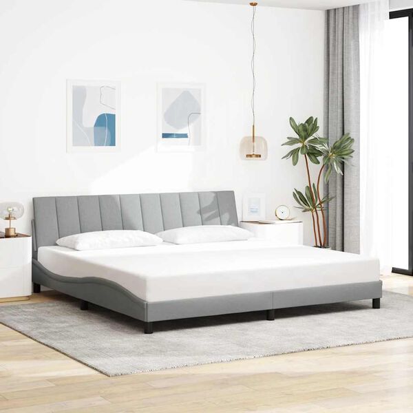 vidaXL Cadre de lit sans matelas Hanko gris clair 200x200 cm tissu