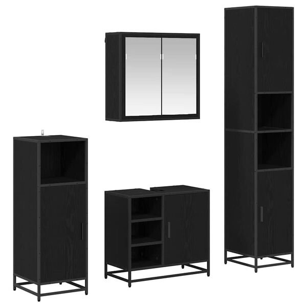 vidaXL Ensemble de mobilier de salle de bain 4 pcs Ch&ecirc;ne noir