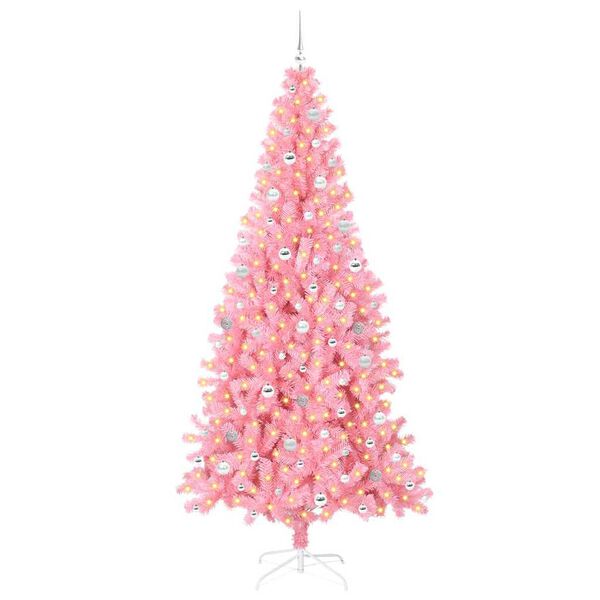 vidaXL Sapin de No&euml;l avec 300 LED avec support Rose 240 cm PVC