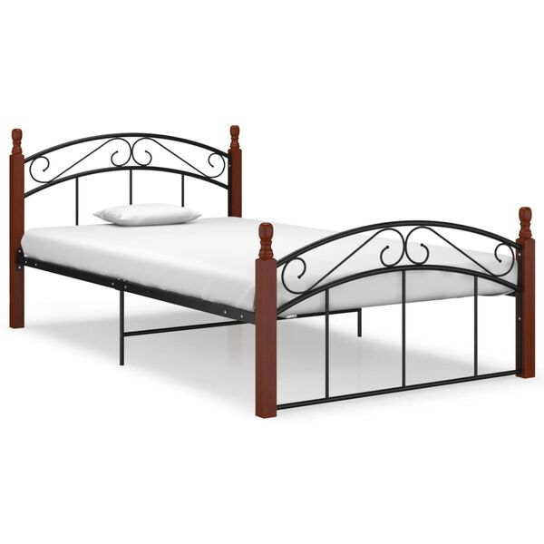 vidaXL Cadre de lit sans matelas noir métal bois chêne 120x200 cm