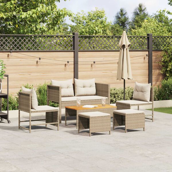 vidaXL Ensemble de canap&eacute; de jardin 6 pcs Beige et cr&egrave;me polyrotin