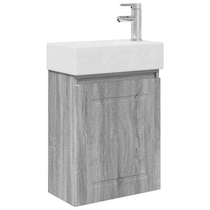 vidaXL Meuble de salle de bain avec robinet Sonoma gris