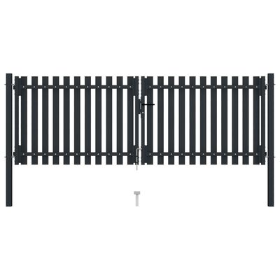 vidaXL Portail de clôture à double porte Acier 306x175 cm Anthracite
