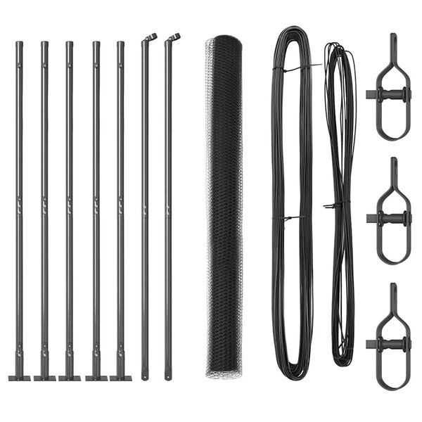 vidaXL Poteau de cl&ocirc;ture. Gris 10 x 1,4 m (maille de 25 mm)