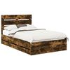 vidaXL Cadre de lit Ch&ecirc;ne fum&eacute; 135 x 190 cm Bois Ing&eacute;nierie