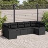 vidaXL Ensemble de canapé de jardin avec coussin 7 pcs Noir Poly rotin