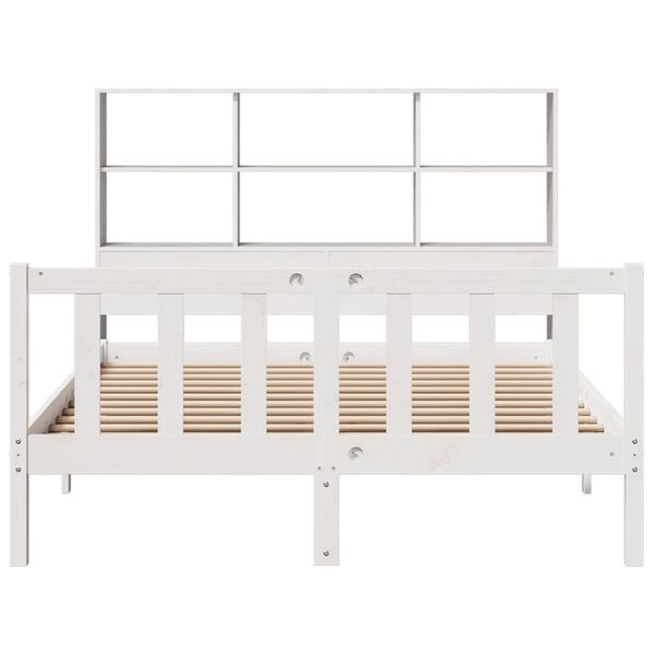 vidaXL Lit biblioth&egrave;que sans matelas blanc 120x190 cm bois pin massif