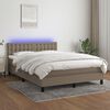 vidaXL Sommier &agrave; lattes de lit avec matelas LED Taupe 140x190 cm Tissu