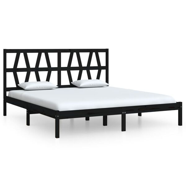 vidaXL Cadre de lit sans matelas noir bois massif