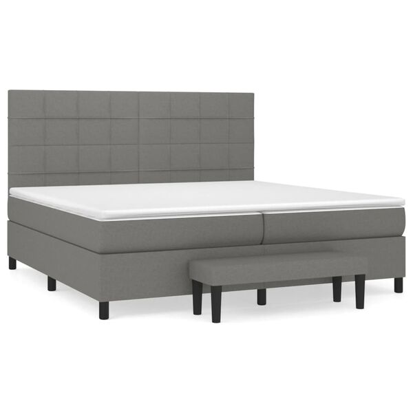 vidaXL Sommier &agrave; lattes de lit avec matelas Gris fonc&eacute; 200x200cm Tissu
