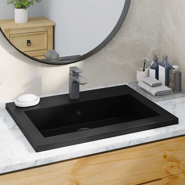 vidaXL Lavabo en granit 600 x 450 x 120 mm Noir