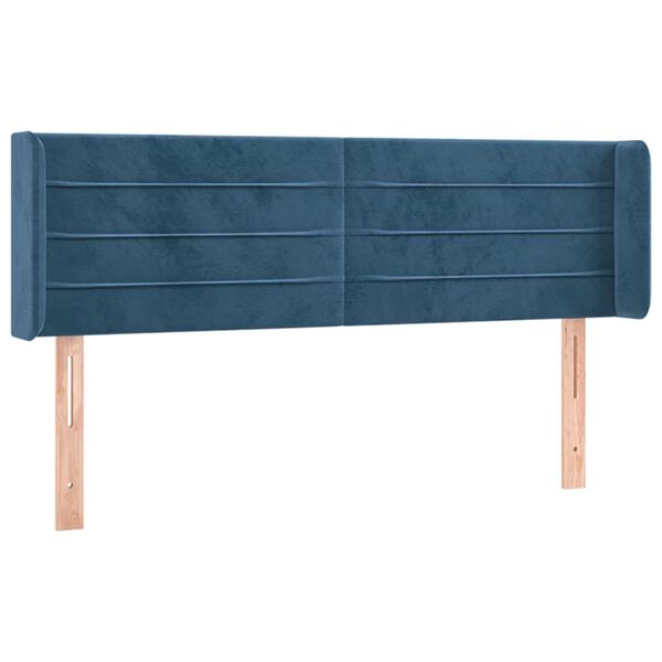 vidaXL T&ecirc;te de lit &agrave; LED Bleu fonc&eacute; 147x16x78/88 cm Velours