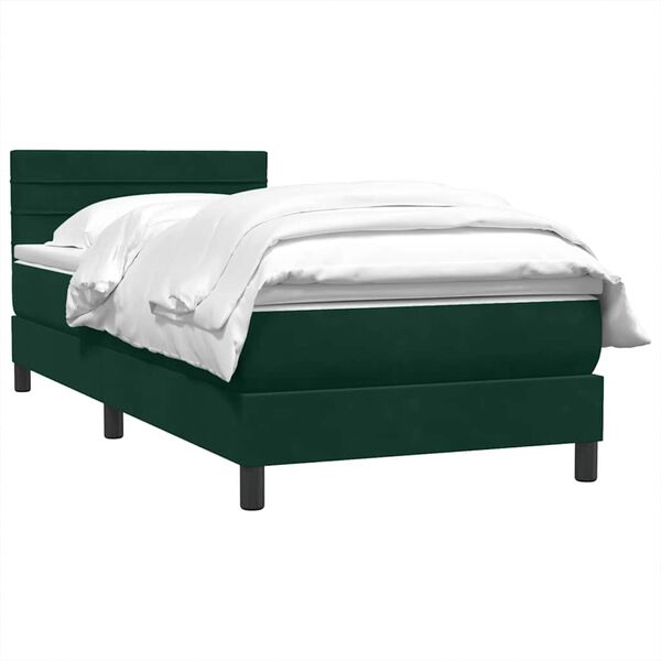 vidaXL Sommier &agrave; lattes de lit et matelas vert fonc&eacute; 90x210 cm velours
