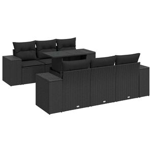 vidaXL Salon de jardin 7 pcs avec coussins noir r&eacute;sine tress&eacute;e