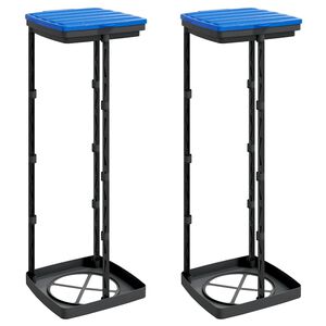 vidaXL Porte-sacs poubelles 2 pcs noir et bleu 120 L PP
