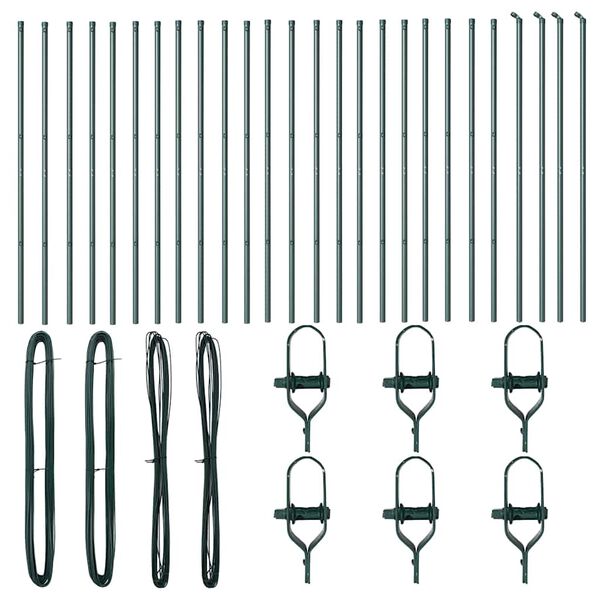 vidaXL Poteau de clôture. Autre 26 pcs Vert 3,2 x 3,2 x 150 cm Acier
