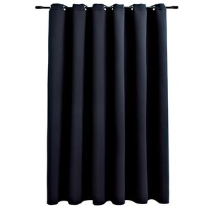 vidaXL Rideau occultant avec anneaux en m&eacute;tal Noir 290x245 cm