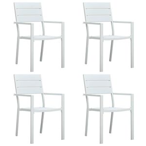 vidaXL Chaises de jardin lot de 4 Blanc PEHD Aspect de bois