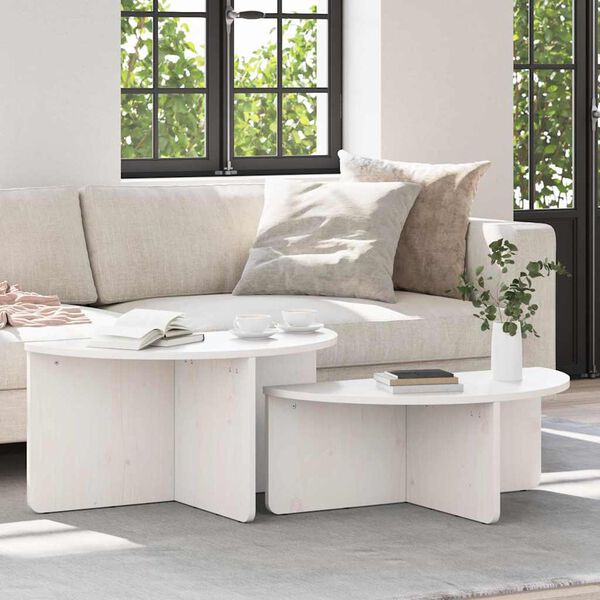 vidaXL Table basse 2 pcs Blanc Bois massif en pin