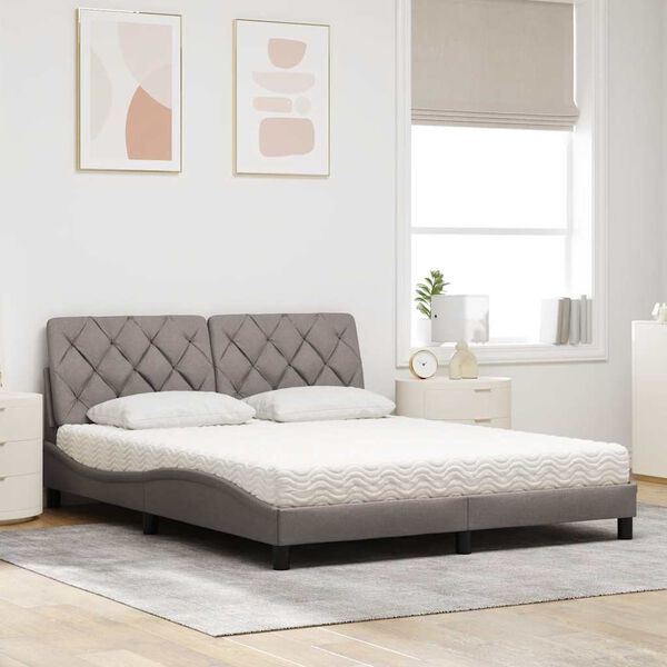 vidaXL Lit avec matelas taupe 160x200 cm tissu