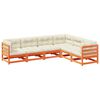vidaXL Salon de jardin 6 pcs avec coussins cire marron bois pin massif