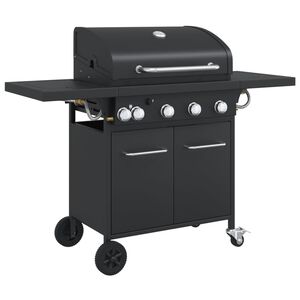 vidaXL Barbecue gril &agrave; gaz avec 5 br&ucirc;leurs noir acier enduit de poudre