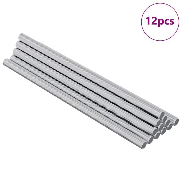vidaXL Tige filet&eacute;e 12 pcs Argent&eacute; 6 x 135 mm Acier