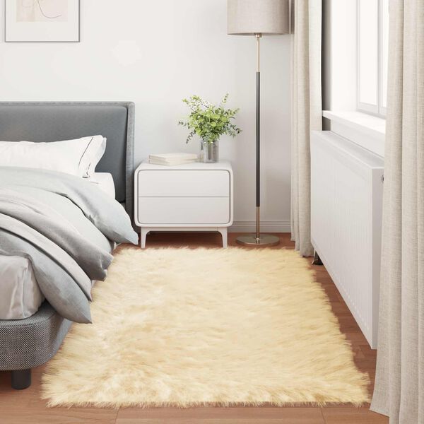 vidaXL Tapis en fausse Tafalla Cr&egrave;me 80 x 200 cm Polyester