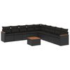 vidaXL Salon de jardin 10 pcs avec coussins noir r&eacute;sine tress&eacute;e