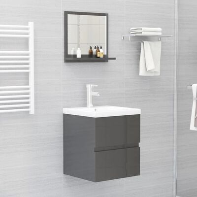 vidaXL Miroir de salle de bain Gris brillant 40x10,5x37 cm Aggloméré
