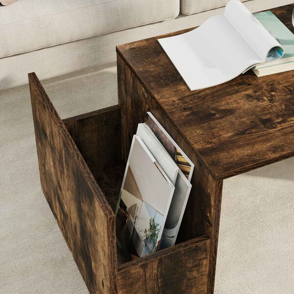 vidaXL Table basse Ch&ecirc;ne fum&eacute; 90 x 45 x 35 cm Bois d'ing&eacute;nierie