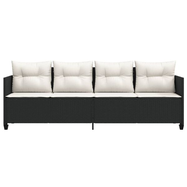 vidaXL Chaise longue avec coussins noir r&eacute;sine tress&eacute;e