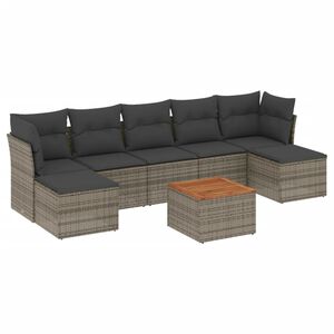 vidaXL Salon de jardin 8 pcs avec coussins gris r&eacute;sine tress&eacute;e