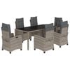 vidaXL Ensemble &agrave; manger de jardin et coussins 7 pcs gris rotin