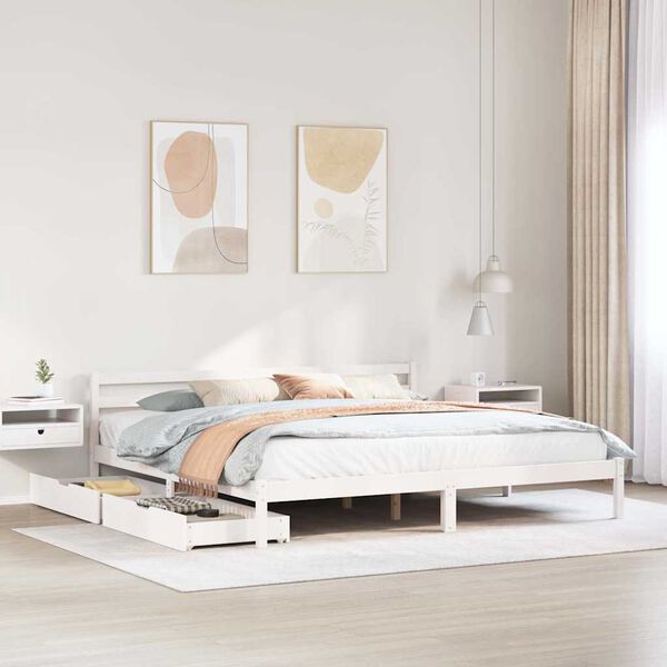 vidaXL Cadre de lit sans matelas blanc 180x200 cm bois massif de pin