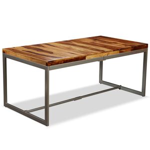 vidaXL Table &agrave; manger Bois massif et acier 180 cm