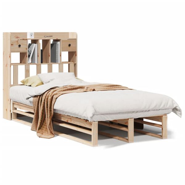 vidaXL Lit biblioth&egrave;que sans matelas 90x190 cm bois de pin massif