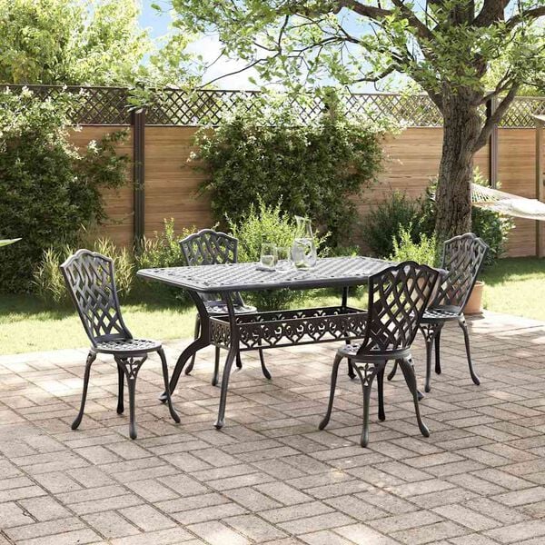 vidaXL Ensemble de salle &agrave; manger pour jardin 5 pcs Noir Aluminium