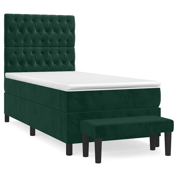vidaXL Sommier &agrave; lattes de lit et matelas Vert fonc&eacute; 80x200 cm Velours