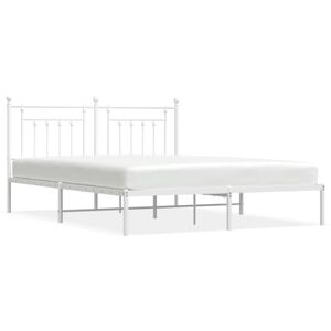 vidaXL Cadre de lit m&eacute;tal sans matelas et t&ecirc;te de lit blanc 180x200 cm